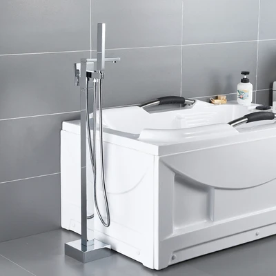 Кран для ванны, напольный хромированный Водопад, смеситель для ванны, отдельно стоящий, для горячей и холодной воды, для ванны, душевой набор, ручной душ, HD-2878L - Цвет: Chrome C