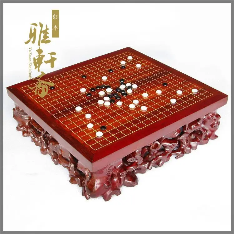 

Old mahogany carving crafts Gallery vegetarian wood carved Chinese I-go chess table large wood