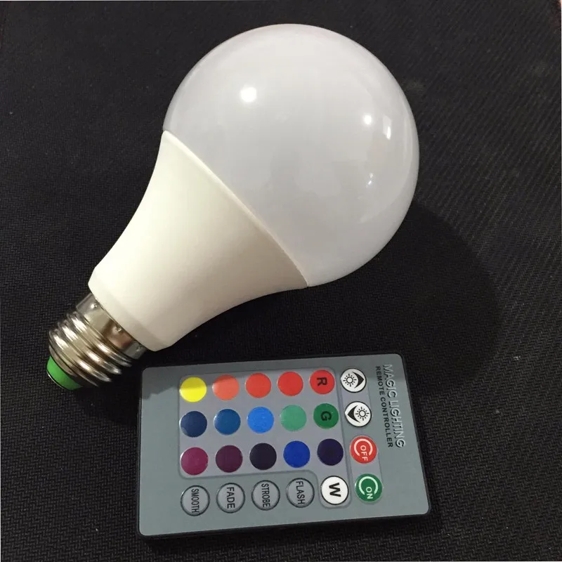 E27 RGBW 5 Вт 10 Вт 15 Вт Красочный светодиодные лампы AC 85-265 В RGB LED пятно света с Дистанционное управление RGB светодиодные панели Освещение белый