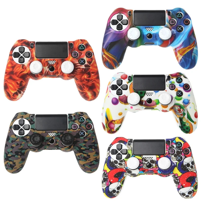 

Silicone Gamepad Skin Grip Cover Protector Case + 2 Caps Kit For PS4 Controller