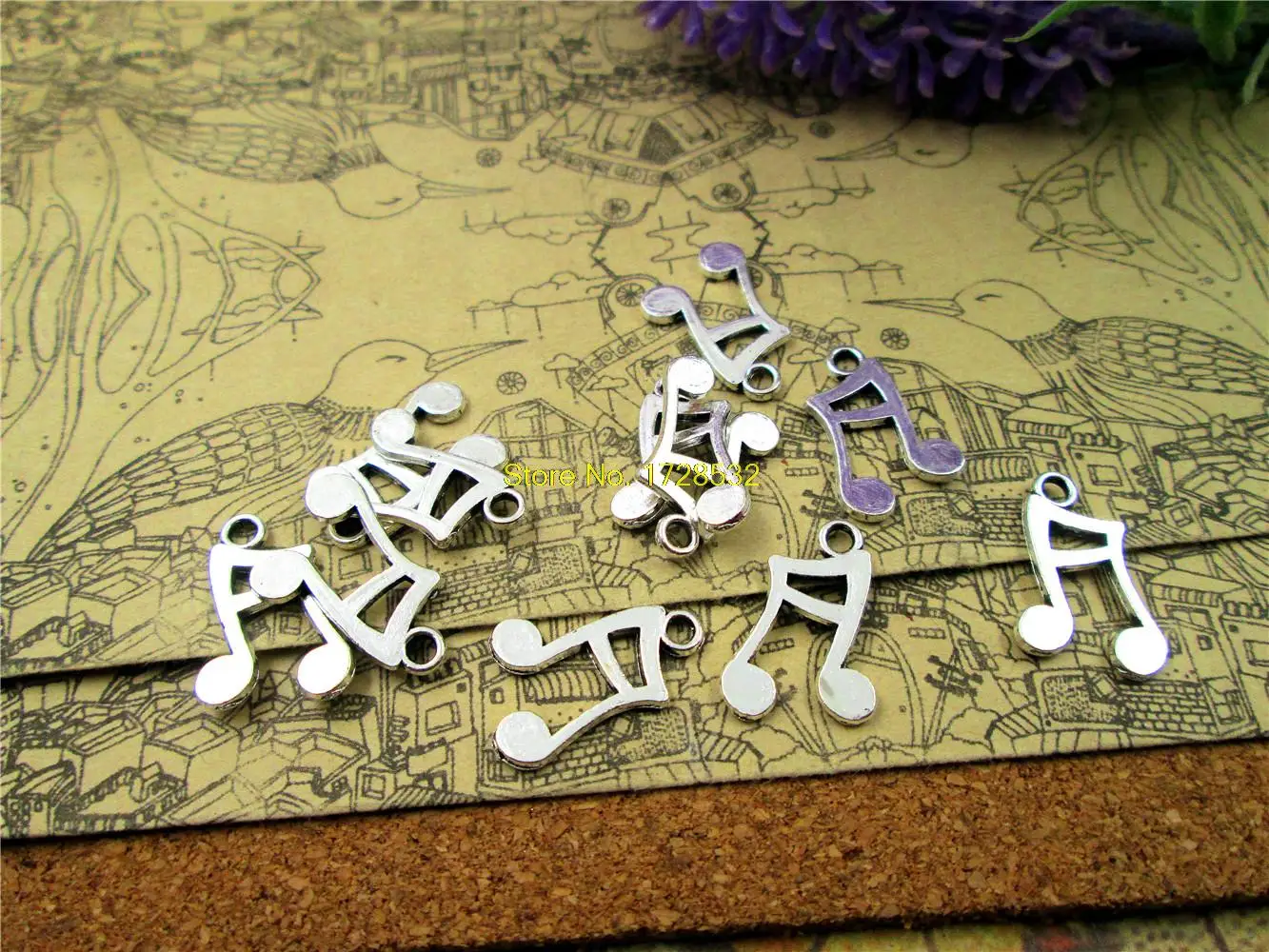 

40pcs 8*14MM Antique silver music note Treble Clef one side DIY charms pendants