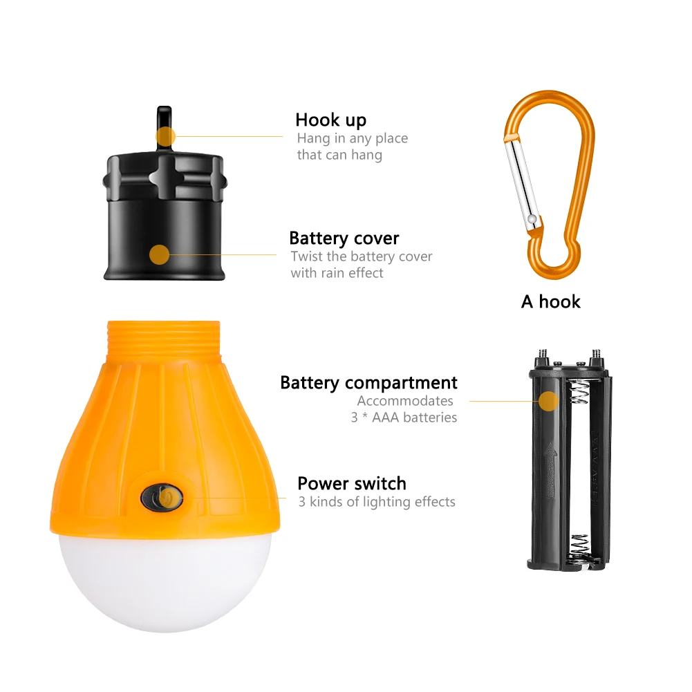 Новейший портативный мини-фонарь, тент, светильник светодиодный, лампа аварийной ситуации, водонепроницаемый подвесной светильник на крючке, походный светильник, 3* AAA