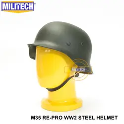 MILITECH зеленый WW2 Пособия по немецкому языку M35 Сталь шлем Вторая мировая война M35 Repro немецкий шлем безопасности для мотоцикла мировой войны 2