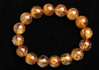 

001062 13mm Natural Copper Rutilated Quartz Bead Powerful Bracelet AAAA