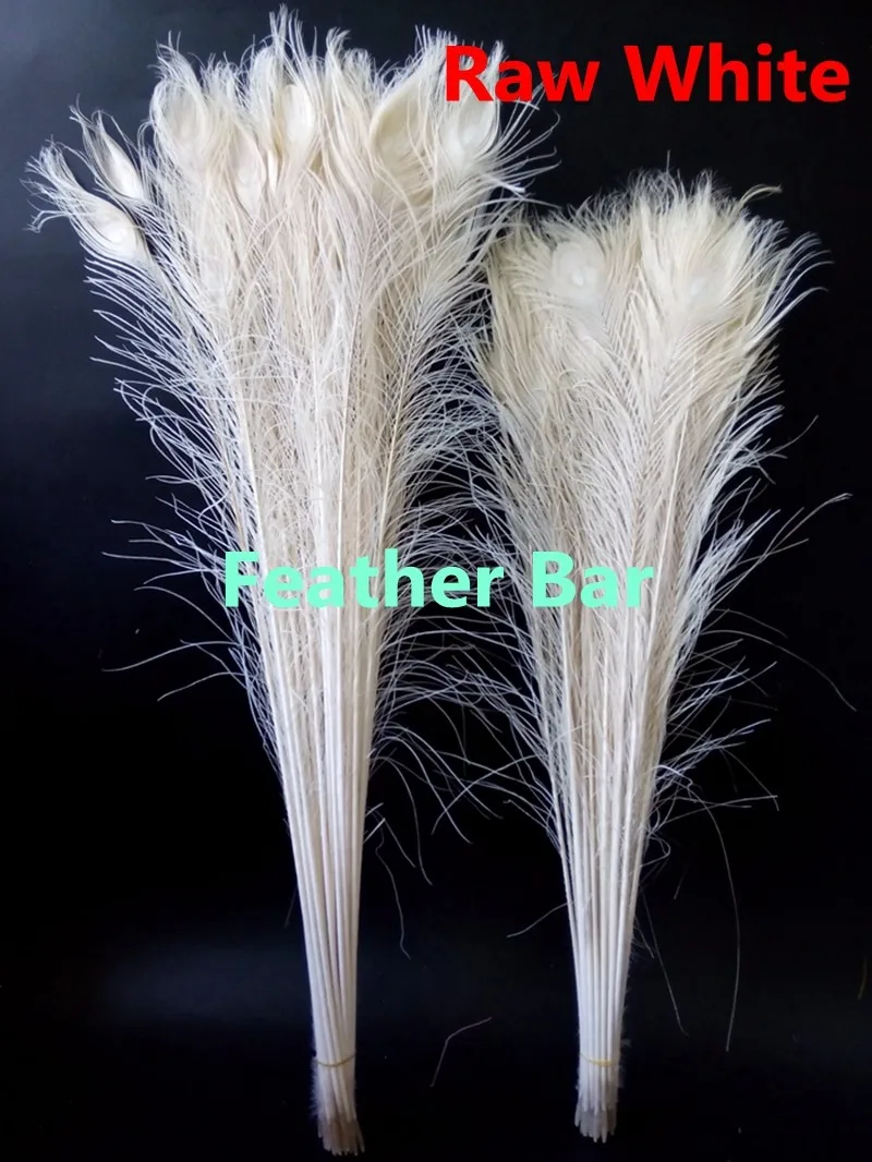 EMS Free shipping wholesale 1000pcs Bleached White Peacock Feather 80