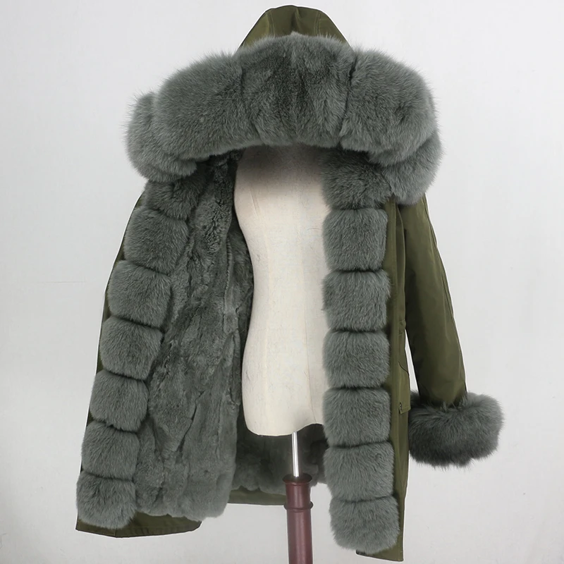 Водонепроницаемая парка OFTBUY, длинное пальто с натуральным мехом енота, Воротник из лисьего меха, капюшон, подкладка из кроличьего меха, толстая теплая верхняя одежда, уличная одежда