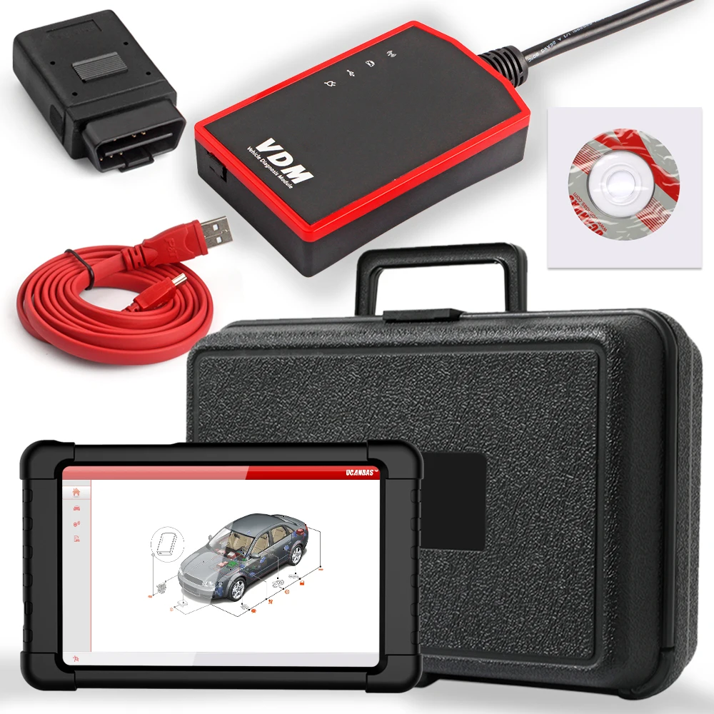 UCANDAS VDM Wifi OBD2 диагностический инструмент полная система авто ТПС масло Сервис Сброс Автомобильный сканер+ Windows Tab сканирующий Инструмент Польский