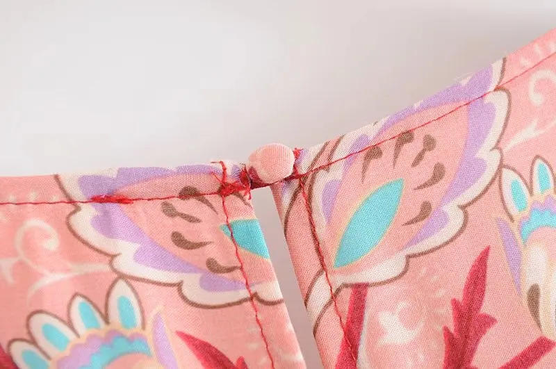 Сексуальный красный комбинезон в богемном стиле, женский летний комбинезон с v-образным вырезом и поясом, кимоно, комбинезоны с цветочным принтом и пуговицами спереди, винтажные красные комбинезоны
