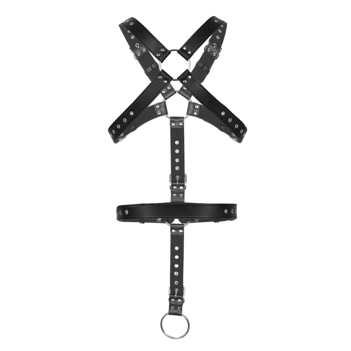 YiZYiF Men Harness Belt Waist Strap Pu Leather Full Body Chest Detachable Straps With O-rings Sexy Male Erotic Belts -Zentai shop online