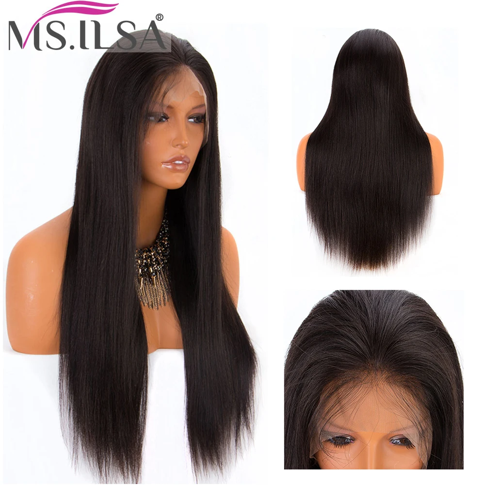 

13X6 Straight Human Hair Lace Front Wigs 250% Density Brazilian Remy Hair Lace Wigs For Women With Baby Hair Full End MS.ILSA
