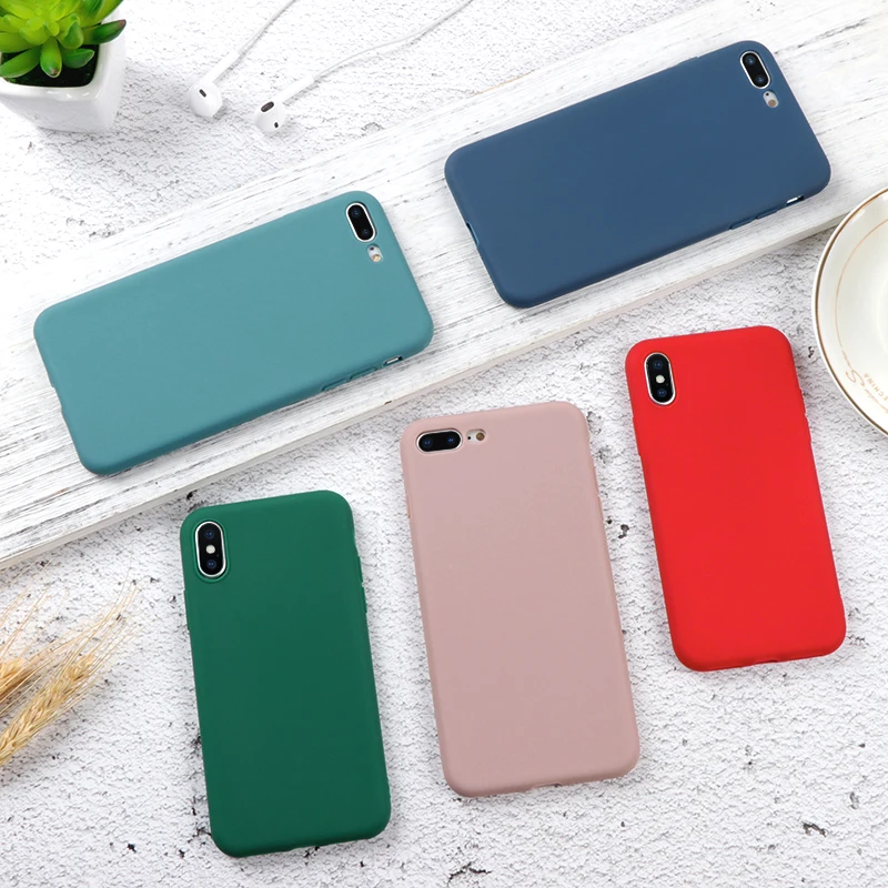 

Luxury Soft Back Matte Color Coque Cases For iPhone 7 8 6 6S Plus X XS Max XR 5 5S SE Phone Case TPU Silicone Back Cover Fundas