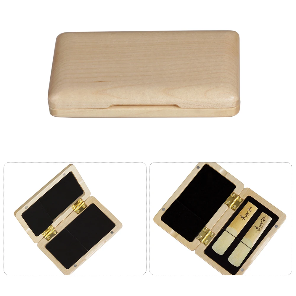 

Solid Wood Reed Case Wooden Holder Box for Tenor/ Alto/ Soprano Saxophone Clarinet Reeds, 2pcs Capacity
