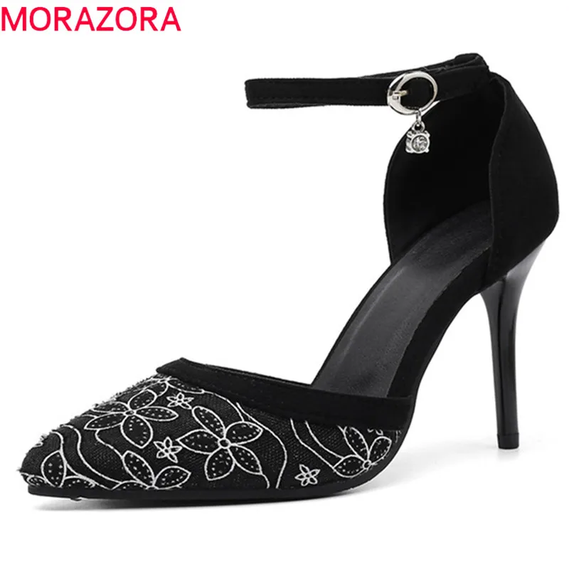 

MORAZORA 2019 large size 47 sexy super high heels shoes ladies summer party wedding shoes buckle elegant fashion women pumps