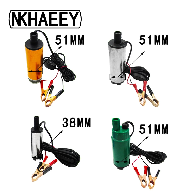 

38MM/51MM DC 12V 24V Car Electric Submersible Oil Pump Diameter Motor Suction Oil Water Disel Fuel Transfer Pump