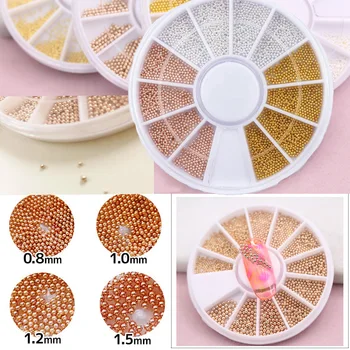 

1 Box 0.8mm/1mm/1.2mm/1.5mm nail art metallic studs beads charms Steel Beads Nail Studs Gold Sliver Rose Gold nail art Steel Bea