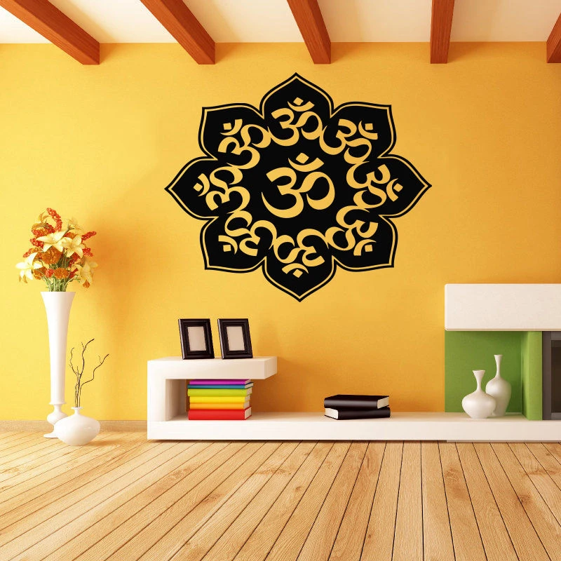 Yoga Mandala Sticker Pattern Lotus Decal Hinduism Posters Vinyl Wall Decals Pegatina Decor Mural | Дом и сад