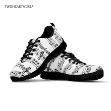 Twoheartsgirl/Классические сетчатые кроссовки с принтом музыкальных нот для мужчин; Повседневная Вулканизированная Обувь На Шнуровке; дышащие мужские сетчатые кроссовки
