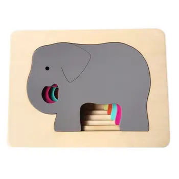 

1 Set Animal Cartoon 3D Puzzle Kids Wooden Toys Multicolored Jigsaw Puzzles Baby Toy Early Childhood Teaching Aids