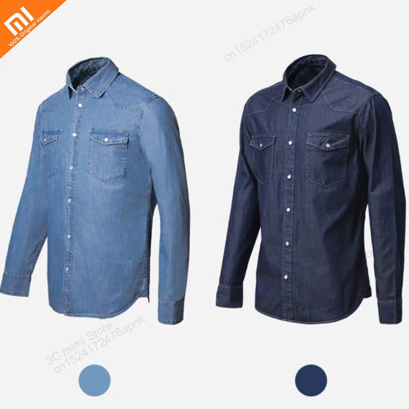Xiaomi COTTONSMITH Базовая Повседневная джинсовая рубашка Классическая основа удобная имитация денима Молодежная Ткань Горячая Распродажа