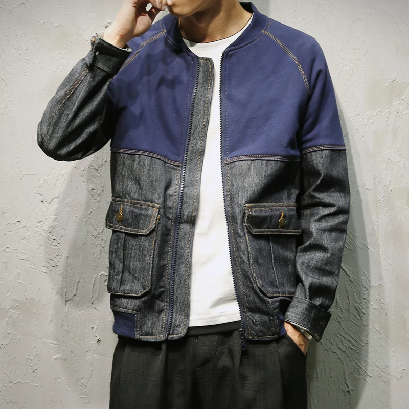 Automne Patchwork Couleur Printemps Hommes Denim Xxxl Bleu Surdimensionné Xxxxl Veste Mode Xxxxxl qSVMzUp