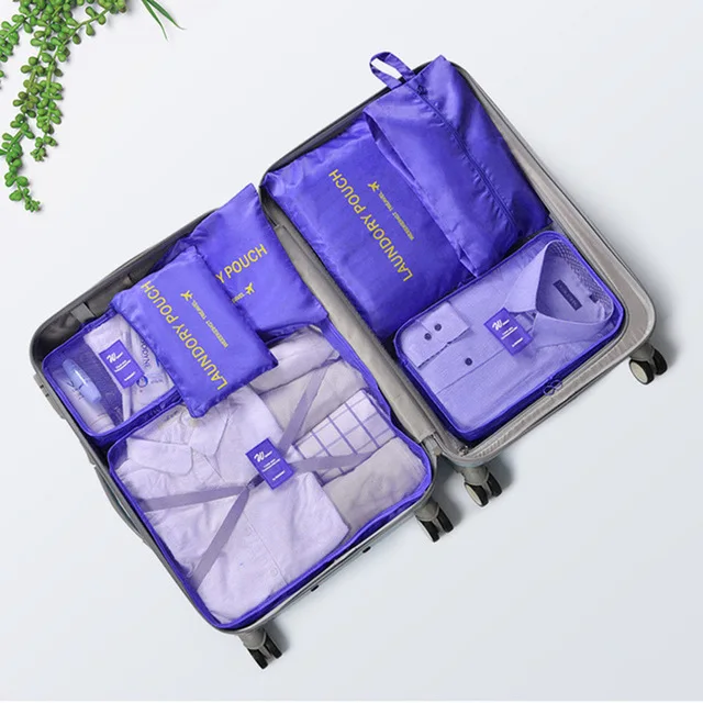 XYLOBHDG New High capacity 7pcs/set Travel Suitcase Organizer Bag Women Men Clothes Partition Arrange Storage Luggage Bags - Цвет: Purple