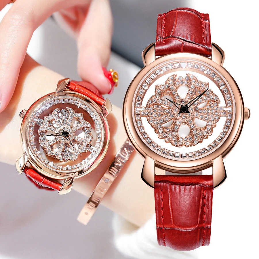 

NAKZEN brand Women watch Dial rotation hollow diamond Japanese movement waterproof ladies watches luxury Female Clock Girl Gift