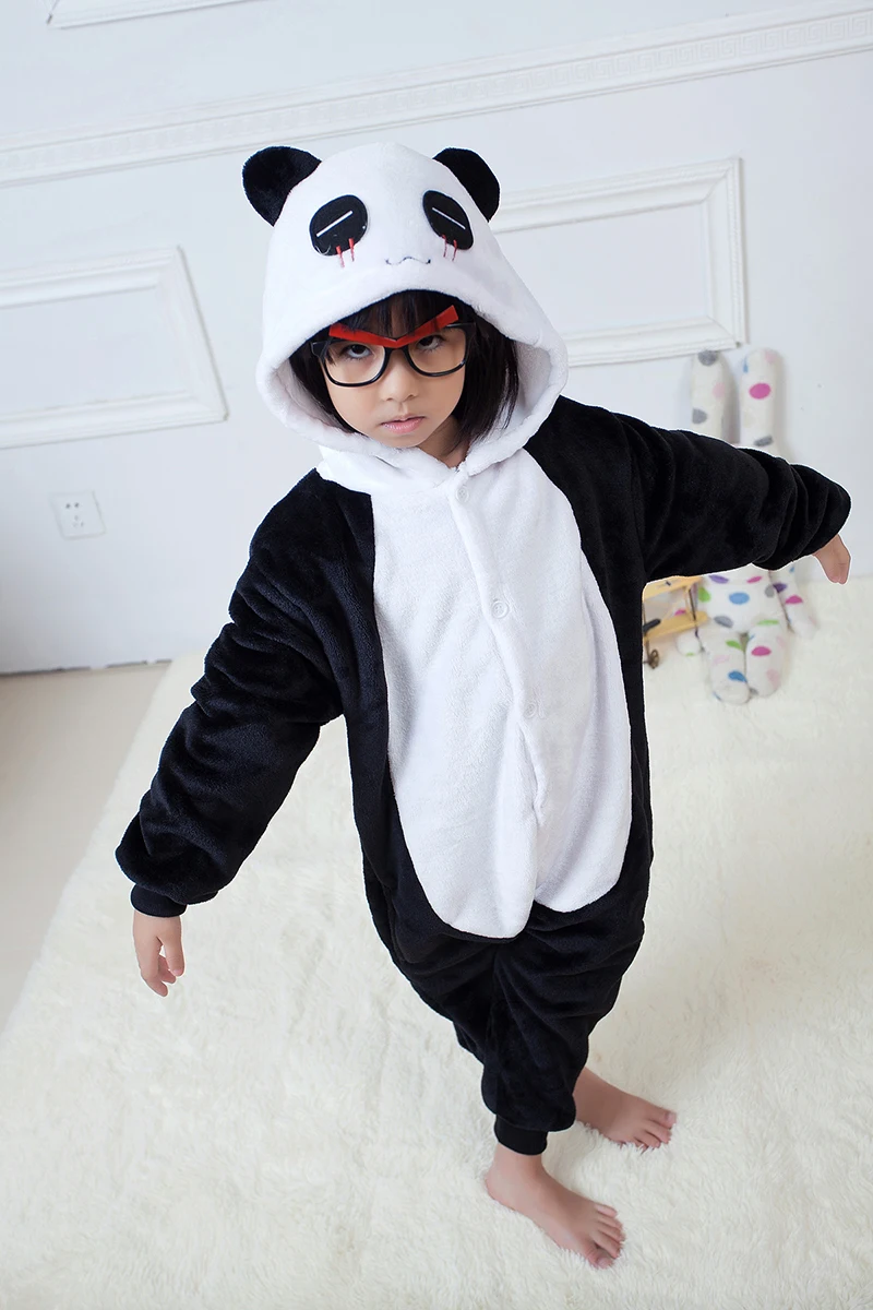 Kids Panda Children's Cosplay Costume Unisex Cartoon Pajamas for Helloween Christmas Party