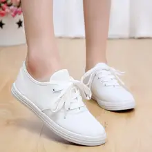 Женская Весенняя парусиновая обувь; Женская Белая обувь в Корейском стиле; Повседневная дышащая обувь на плоской подошве со шнуровкой в студенческом стиле; zapatos mujer