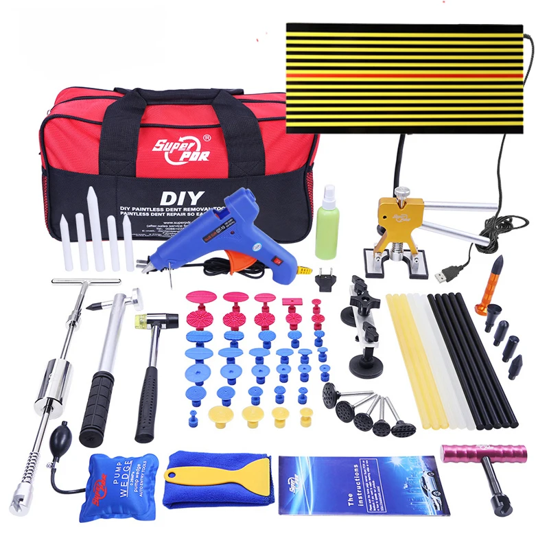 PDR Tools Dent Removal Paintless Dent Repair Tools LED Lamp Reflector Board Dent Puller Hand Tool Set PDR kit Ferramentas