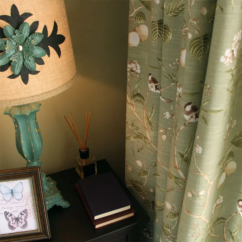 Американский деревенский стиль занавески s для гостиной птицы напечатанные занавески домашний декор льняные цветные занавески на окна 0135