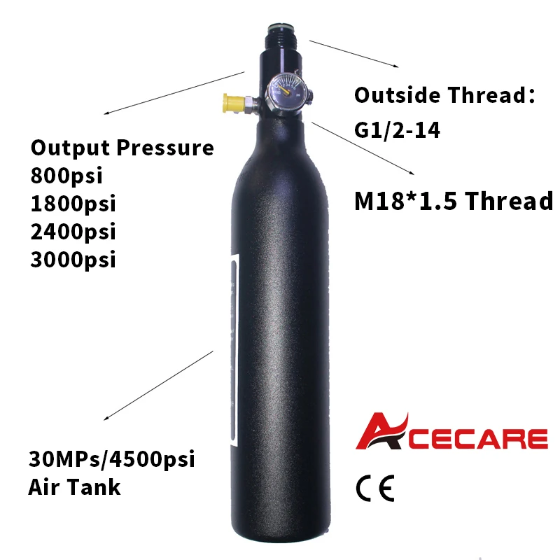 Пейнтбол PCP Дайвинг Альпинизм Air Tank цилиндр 4500psi/30MPA 0,2 0,35 0.45L гПа сжатого воздуха бутылка M18 * 1,5 регулятор