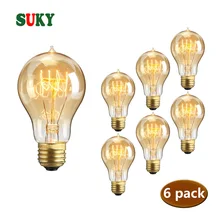 Эдисон лампы Ретро A19 в винтажном стиле ncandescent лампы 110 В 220 Праздничные огни 40 Вт для домашнего декора