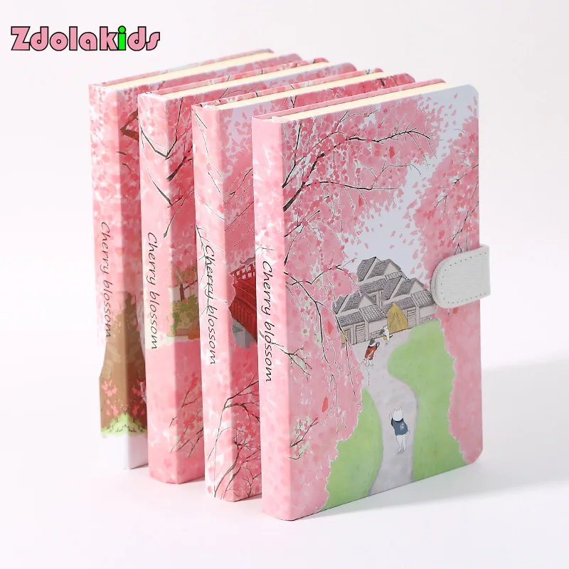 

Cherry Blossoms Cat Notebook Diary Planner Hardcover Notebook 2018 Weekly Schedule Cute Korean Stationery Flower Agenda