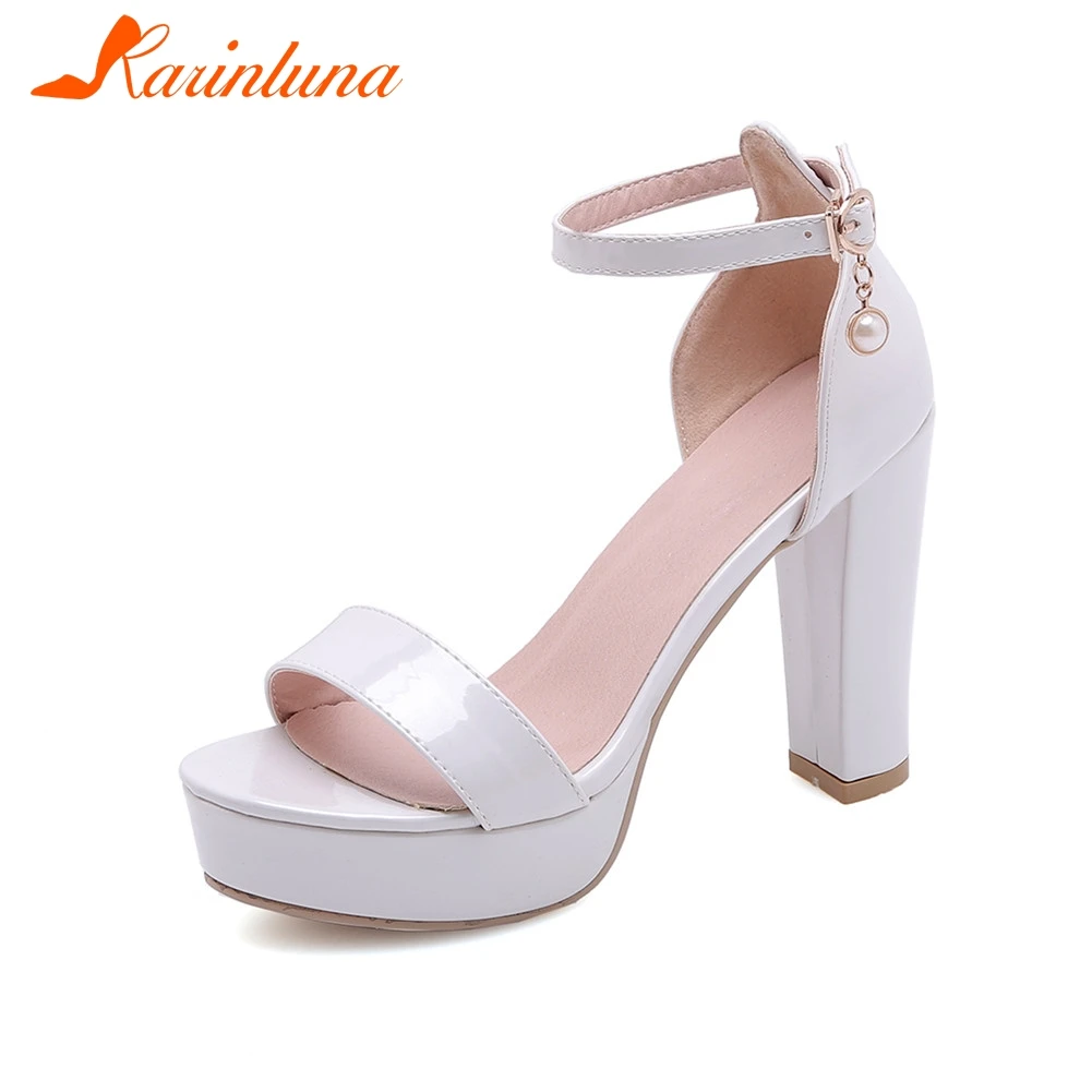 

KARINLUNA New Fashion Big Size 33-43 Ladies High Heels Buckle Shoes Woman Casual Party Office Wedding Summer Sandals 2019