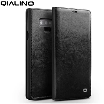 

QIALINO Luxury Phone Case Cover for Galaxy Note 9 Samsung Note9 Genuine Leather Wallet Full Body Folio Flip Bag Black Brown