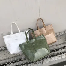 Новая женская сумка, женские сумки, повседневная сумка, прозрачная крафт-бумага, сумки с буквами, женские сумки, модная сумка для покупок на одно плечо