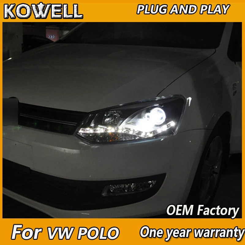 

KOWELL Car styling case for VW Polo Headlights LED Headlight DRL Lens Double Beam HID Xenon