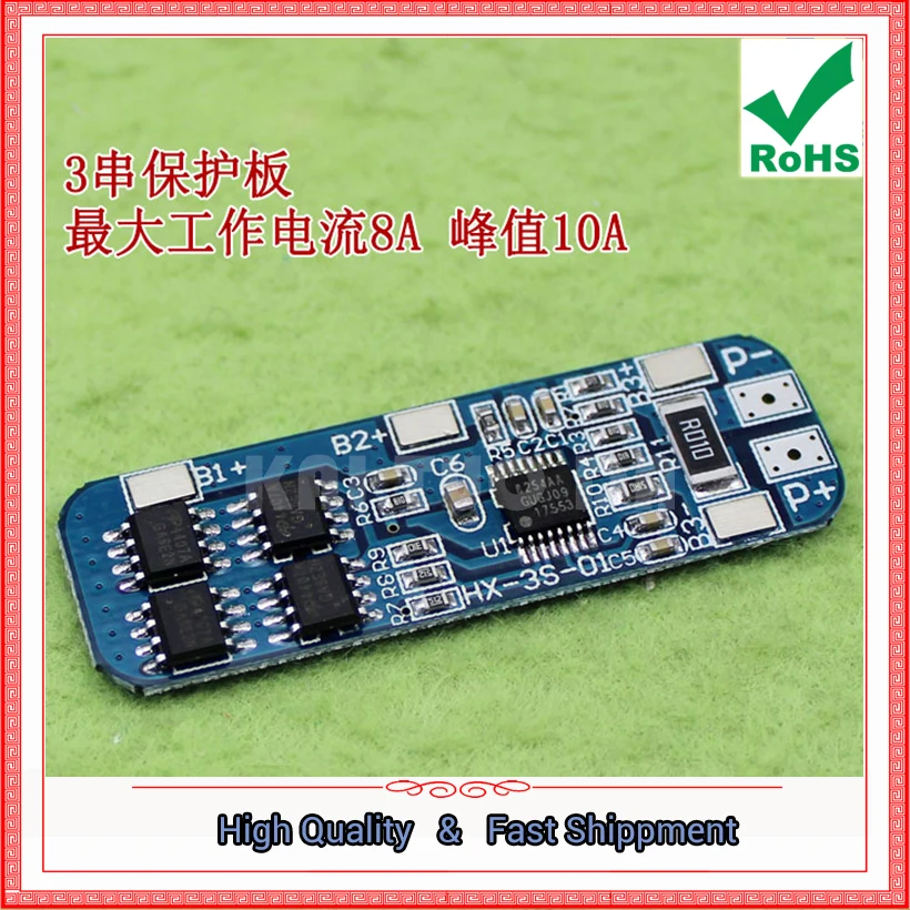 3 Series//Packs//String 12V 18650 Lithium Battery Protection Board 11.1V 12.6V 10A