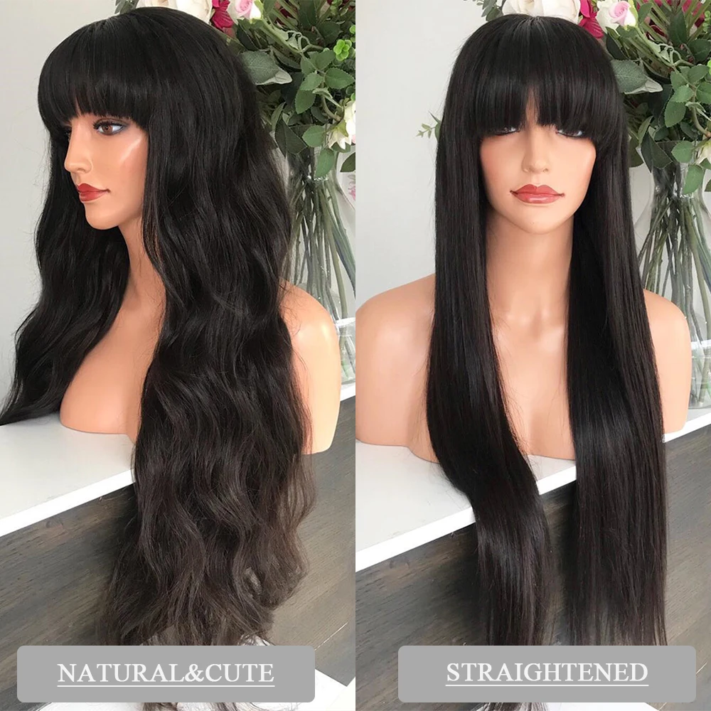 13x6 pelucas de pelo humano frontal de encaje Pre desplumado para mujer Natural negro brasileño onda del cuerpo peluca con flequillo 150% CARA de pelo Remy