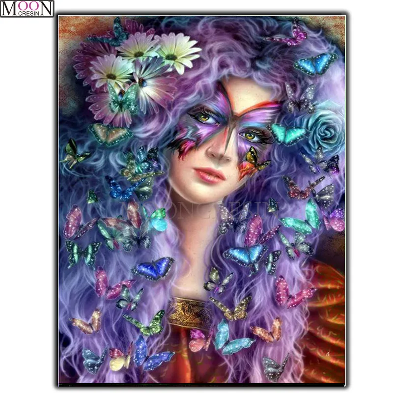 DIY 5D Diamond Painting Cross Stitch Butterfly Fairy &amp Flowers Embroidery Square Drill Mosaic Decoration Cartoon | Дом и сад