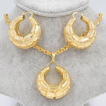 Солнечный ювелирные изделия Медь круглый Модные украшения большие серьги в виде колец, подвеска для Для женщин Подарки Ювелирные наборы для вечерние Юбилей свадебные туфли