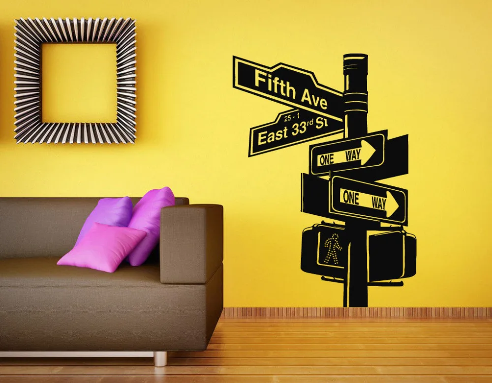 Wall Vinyl Sticker Room Decals Mural Design New York City Road Sign