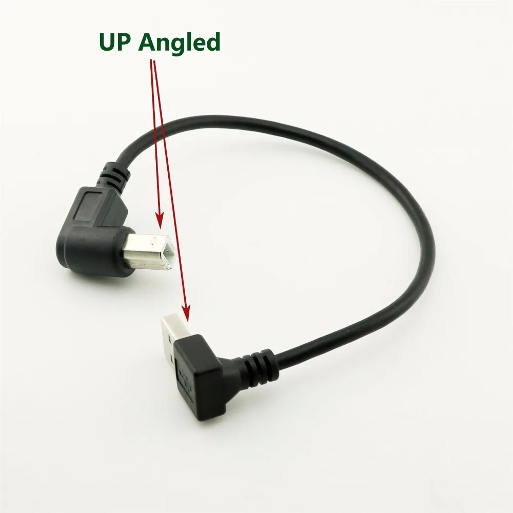

1pcs UP Angle USB 2.0 A Male Plug to USB 2.0 B Male UP Angled 90 Degree Printer Scanner Adapter Cable Cord 25cm