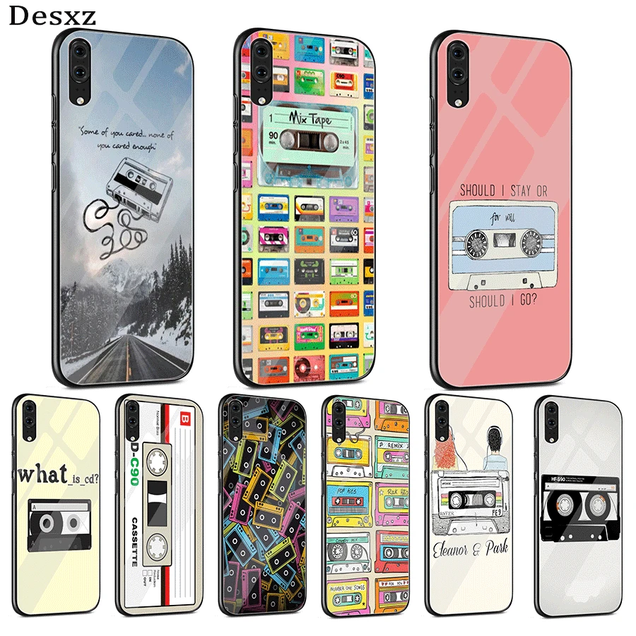 Glass Mobile Phone Case For Huawei P30 P10 P20 7A Y6 Y9P Smart Mate 20 Honor 9 10 8X Lite Pro Cover Car Tape | Мобильные телефоны и