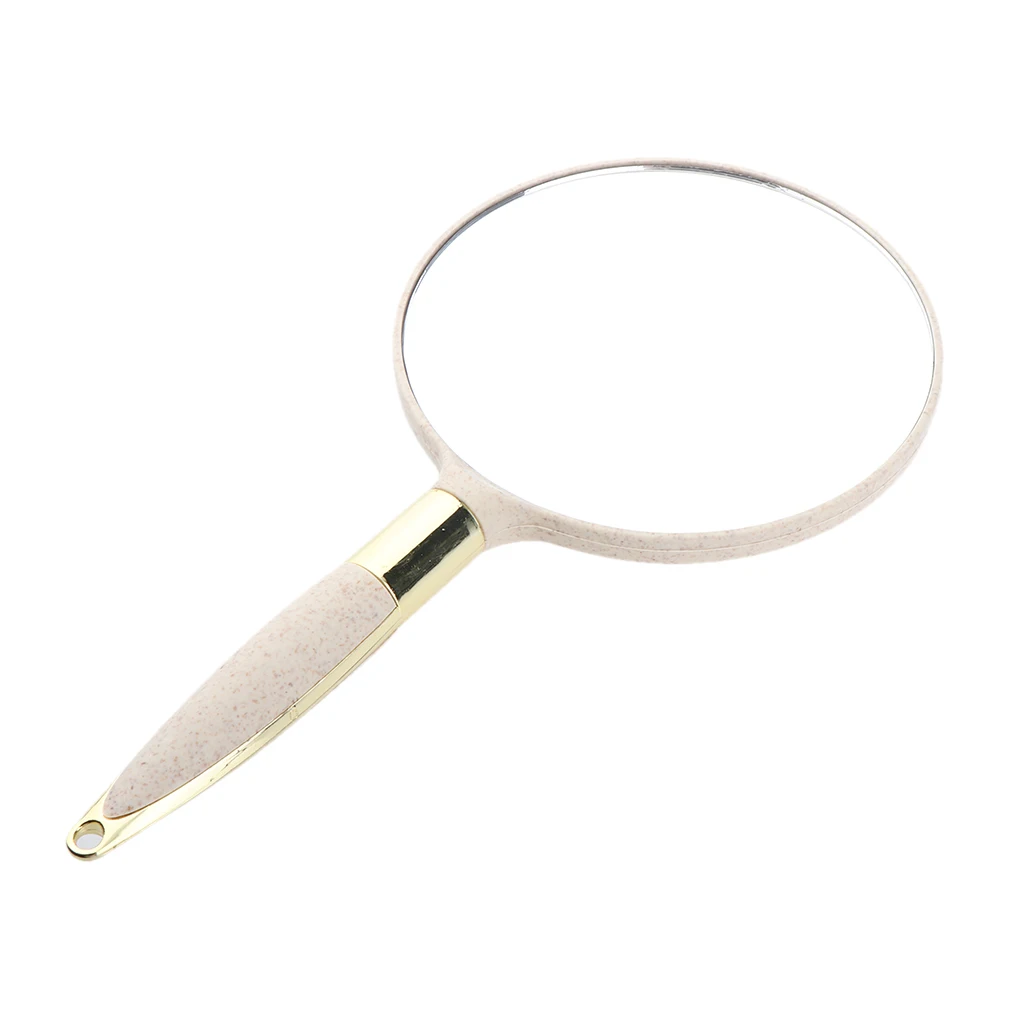 Round Hand Held Mirror with Handle Bathroom Makeup Mirror with Hook Hole for Home Salon Travel - Pink/Beige/Blue Optional
