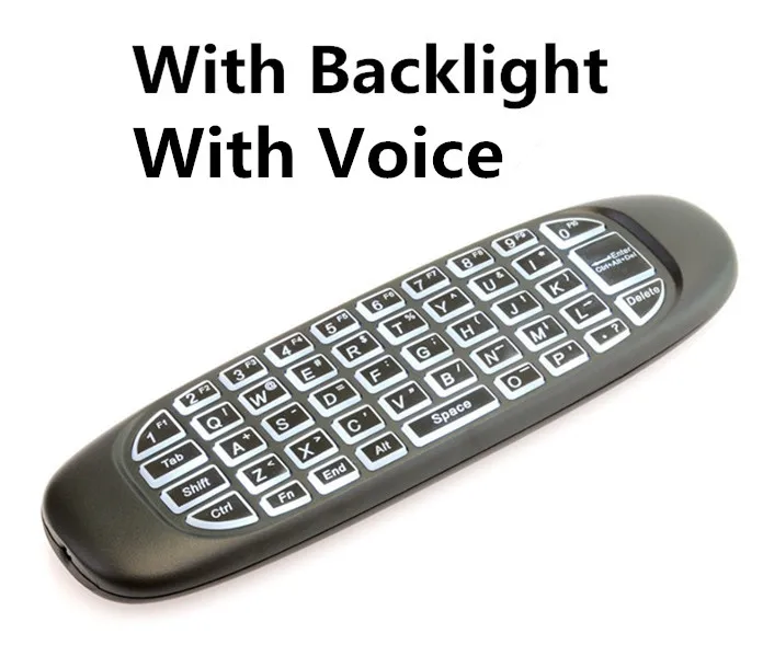 Русская английская C120 Fly Air mouse 2,4G мини беспроводная клавиатура перезаряжаемый пульт дистанционного управления с голосом для ПК Android tv Box - Цвет: C120 With Backlight