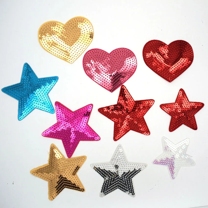 Звездное сердце блестки утюжок вышивка патчи шитье симпатичная тканевая нашивка