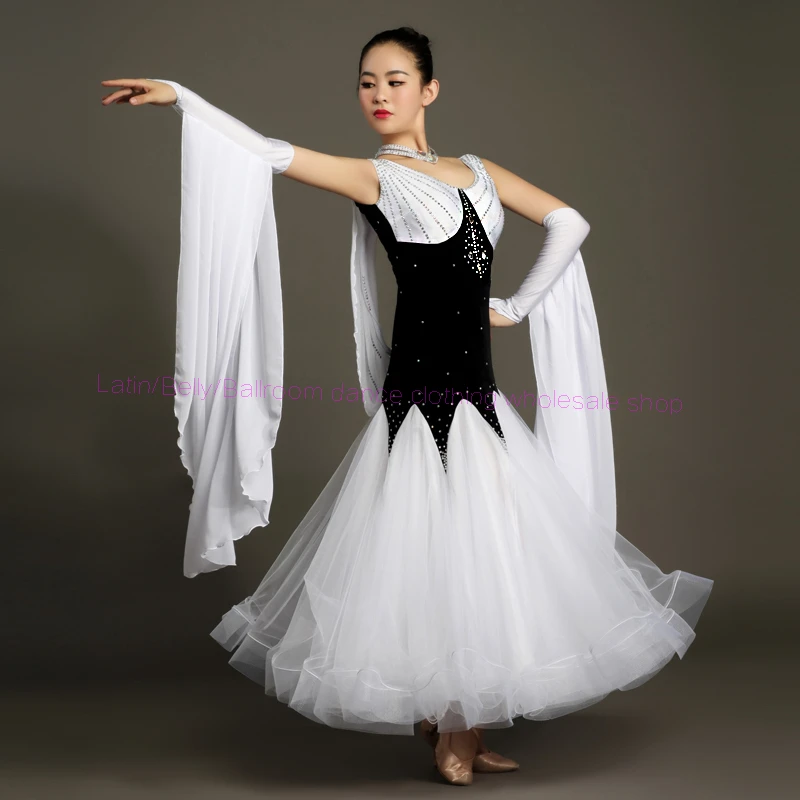 New ballroom dance costumes sexy spandex stones sleeves ballroom dance