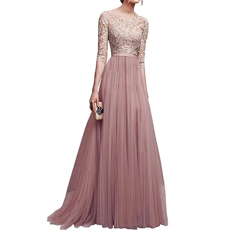 

Women Summer Dress 2018 High Quality Sexy Long Lace Dress Elegant Wedding Bridesmaid Party Dresses Plus Size 3XL Red vestidos