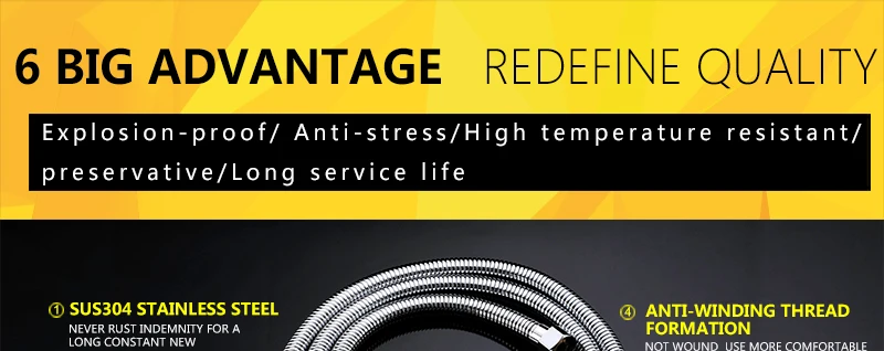 Plumbing Hoses Stainless Steel Shower Hose 1.5m Plumbing Hose Bath Products Bathroom Accessories SUS304 Shower TubingHoses (3)